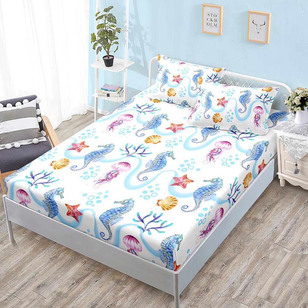 Three-Piece Mattress, Sea Turtle Blue Underwater World Mattress, Mattress Protective Cover