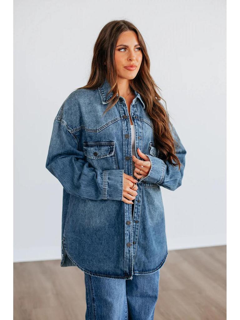 2025 Autumn Retro Lapel Women's Loose Denim Jacket