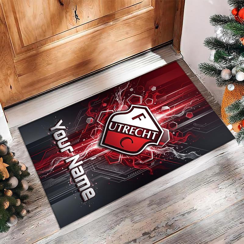 FC Utrecht Printed Crystal Velvet Rug Non‑Slip Crystal Velvet Carpet For Sofa Bedroom Indoor Home Decoration