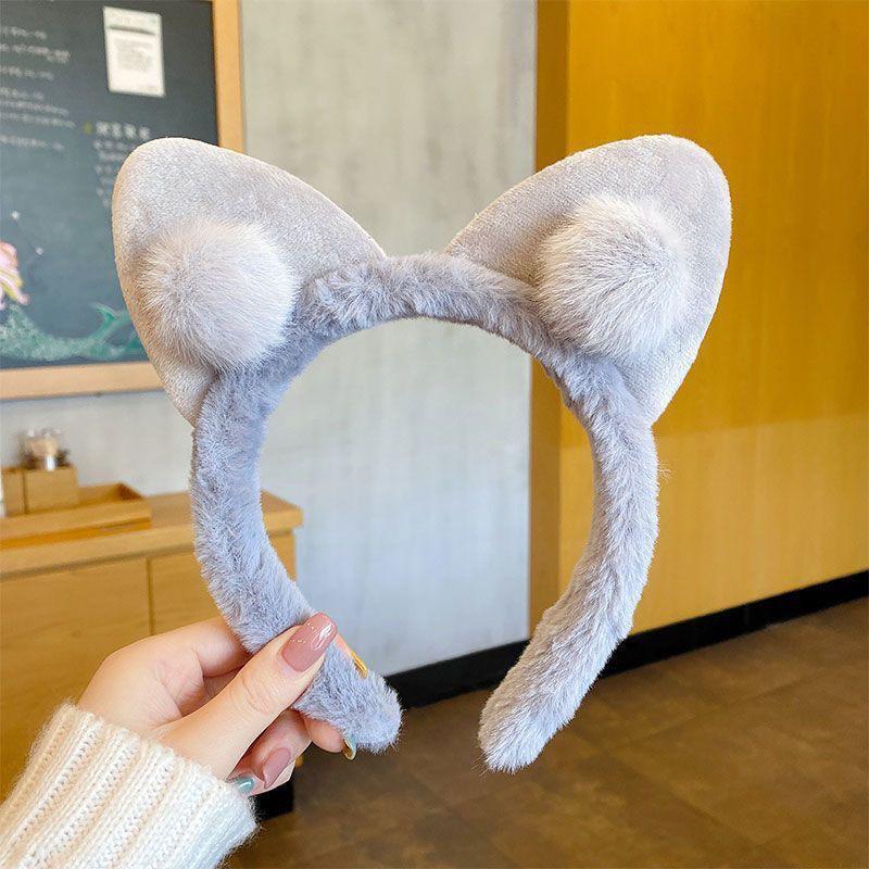 Cat Ear Plush Headband - Cute Princess Style for Face Washing and Korean-Japanese Fairy Hair Accessory.