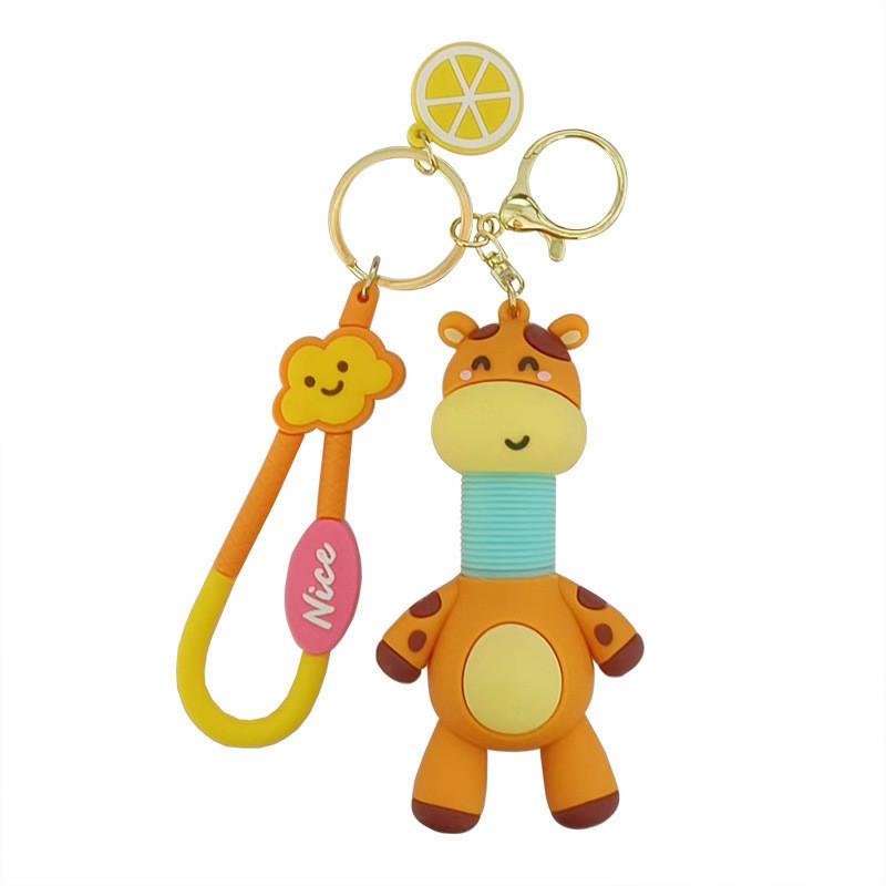 Creative Stretchable Giraffe Car Keychain Adorable Silicone Bag Accessory
