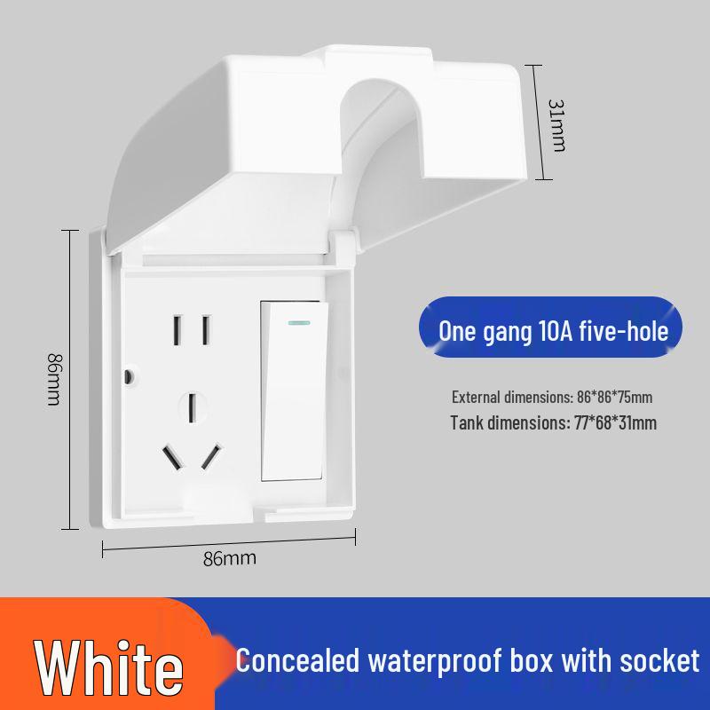 86 Type Outdoor Surface Mount Socket Box with Integrated Five-Hole Panel Switch Cover