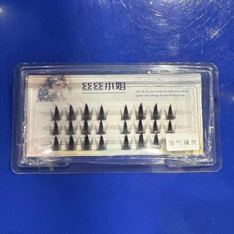 Имитация накладных ресниц Комичный эльф Самоклеящиеся Индивидуальные пучки Многоразовые Сегментированные Крылатые Толстые Наращивание ресниц 12 мм 1