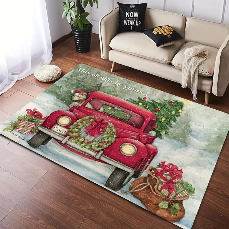 Weihnachten Weihnachtsmann Elch Teppich für Wohnzimmerdeko Sofa Tisch Große Flächenteppiche Küche Flur Balkonteppiche Schlafzimmer Fußmatte