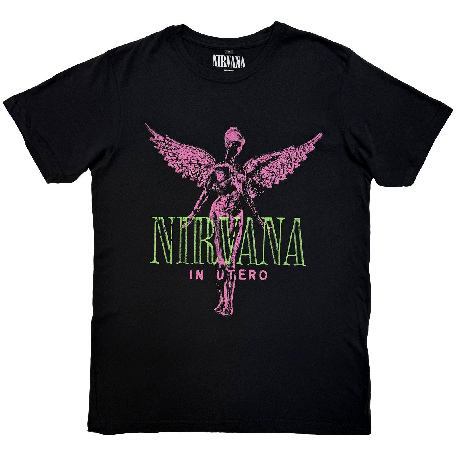 Men s Nirvana In Utero Purple Angel Vintage T-shirt Large Black XL