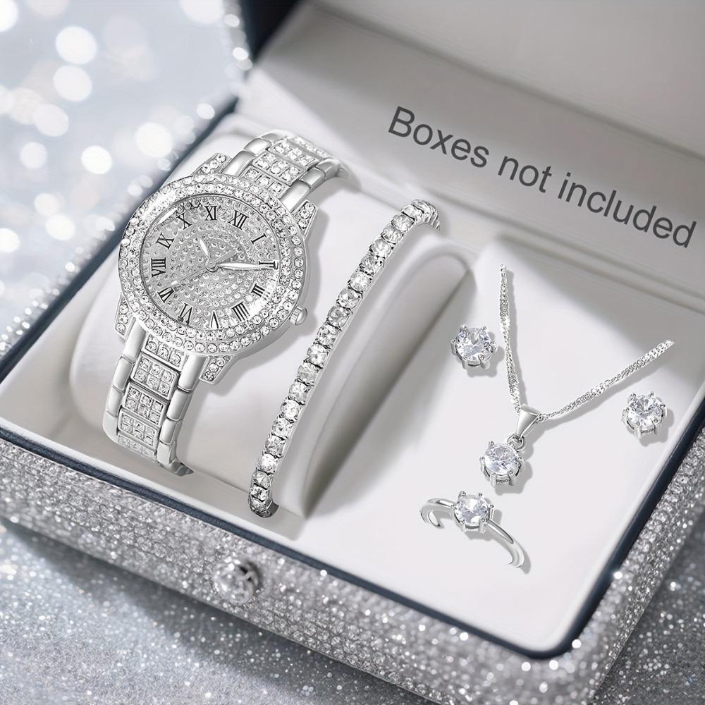 Ladies Watch Set, Steel Belt Full of Diamonds, High-end Quartz Watch Temperament, Business Leisure Watch Wholesale