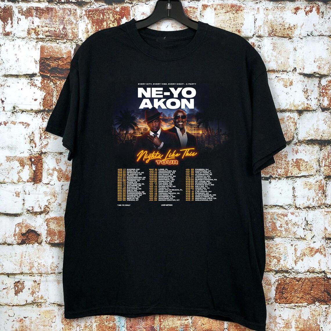 Ne-Yo and Akon The Nights Like This Tour T Shirt Size S-5XL S