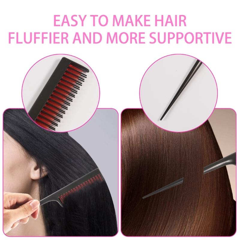 Hair Styling Comb Set Teasing Hair Brush Rat Tail Combs Edge Brush Hair Tail Tools Braid Tool Loop with Hair Clips