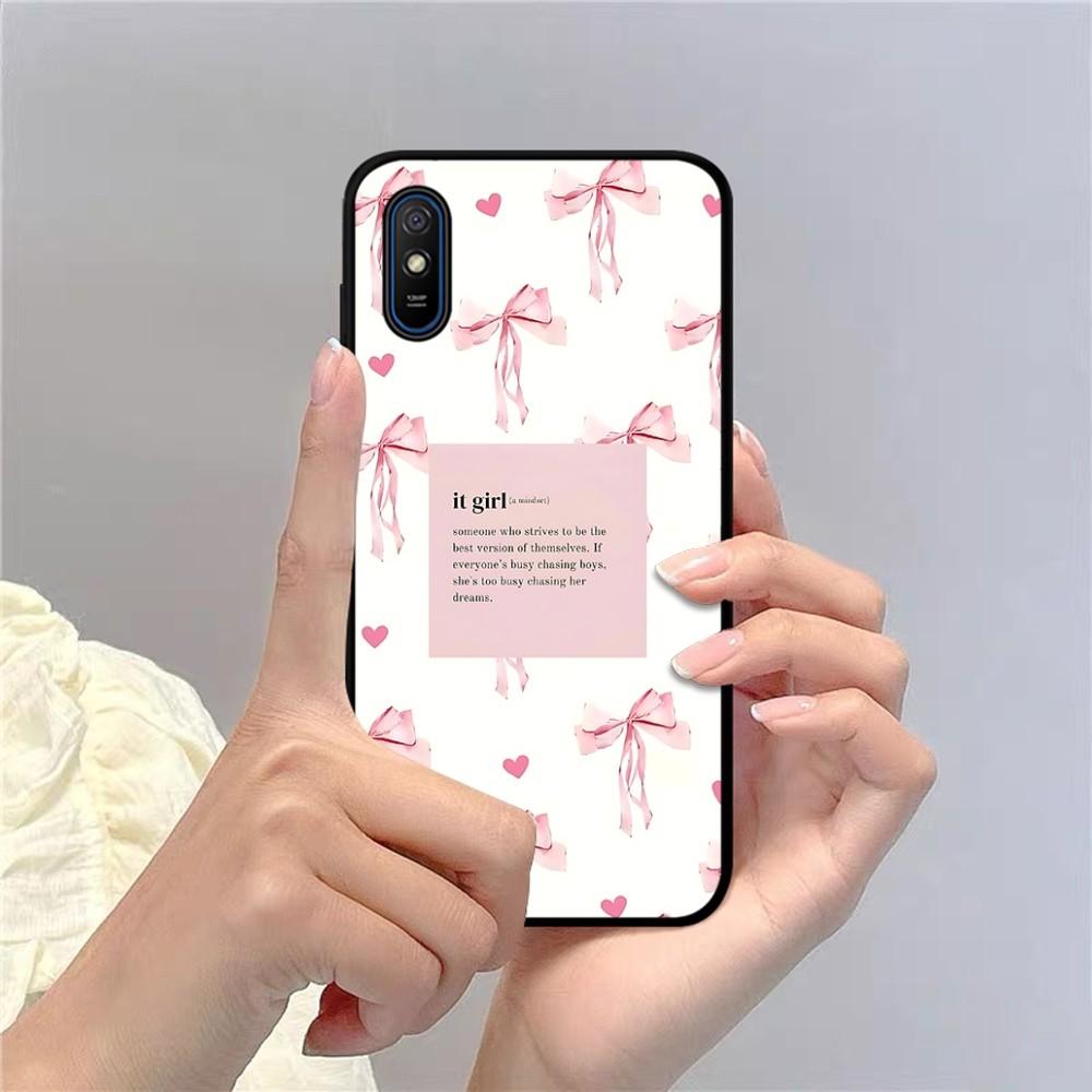 Cute Pink Bowknot Phone Case For Redmi Note 4 X 5 A 6 7 8 T 9 9S 10 11 11S 11Epro Poco M3 Pro