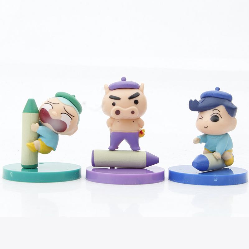 Crayon Shinchan Pvc Figurine Set For Cake Car And Desktop Decor Six Cute Models