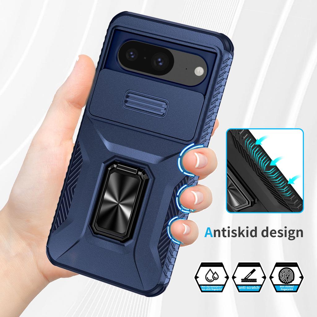 For Google Pixel 8 Case Camshield Kickstand TPU+PC Anti-Slip Phone Cover
