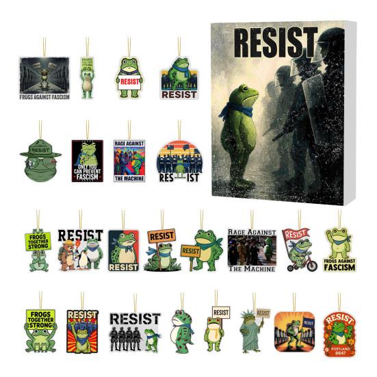 

Yousheng Advent Calendar Resist Frog Design 24-Day Countdown Festive Family Activity Calendar Festive Atmosphere Enhancer A