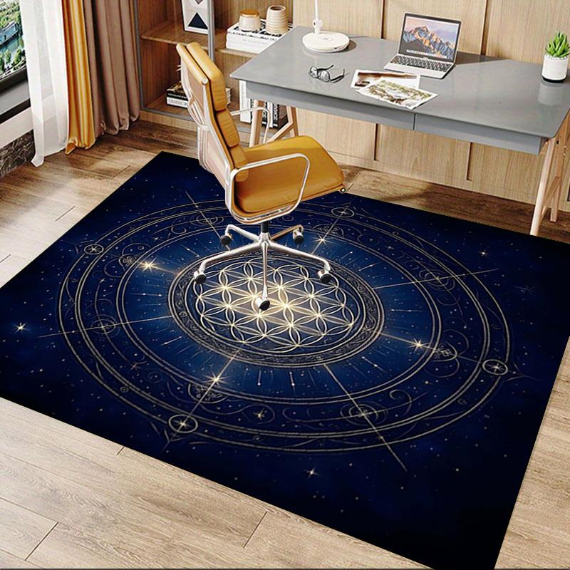 1PC Sacred Geometry Starry Sky Non-Slip Floor Carpet Compatible for Office&Living Room&Bedroom&Dining room - Flat- Soft & Pattern, Vibrant Colors-W269