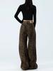 Braune Leopard Jeans Damen Denim Hosen Damen Übergröße Weitbeinige Hosen Streetwear Hip Hop Vintage Kleidung Locker Lässig