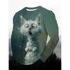 Funny Animal Design Retro Men 3D Printing Street Casual Daily Gray Long Sleeved Round Neck Shirt Spring And Autumn Clothing