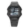 Watch Waterproof Alloy Digital Chronograph Stopwatch Luminous Sports Watch Built In BatteryBlack