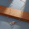 Korean Style Double Ring Full Diamond Titanium Steel Necklace Women Clavicle Chain
