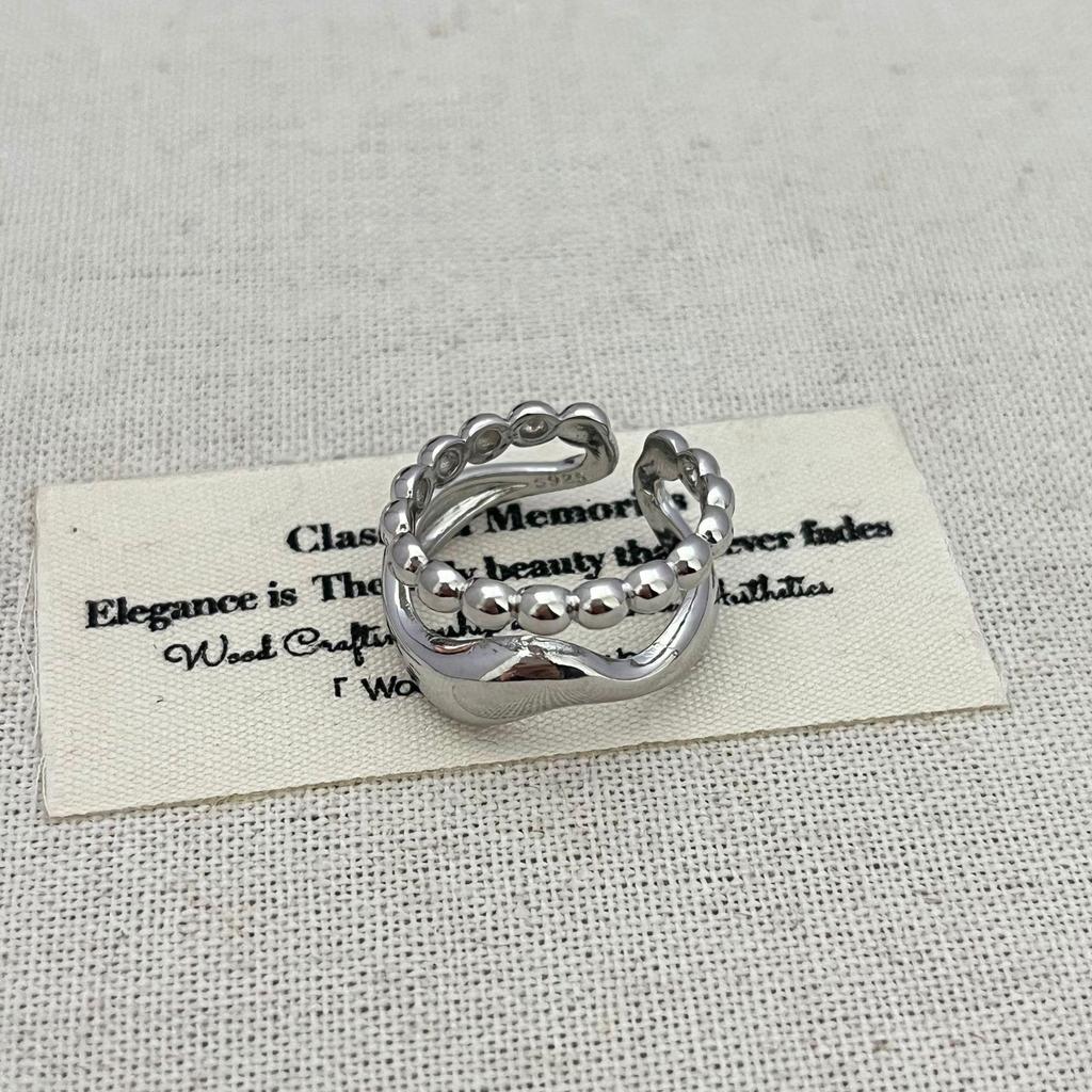 Korean Style Adjustable Geometric Wave Ring