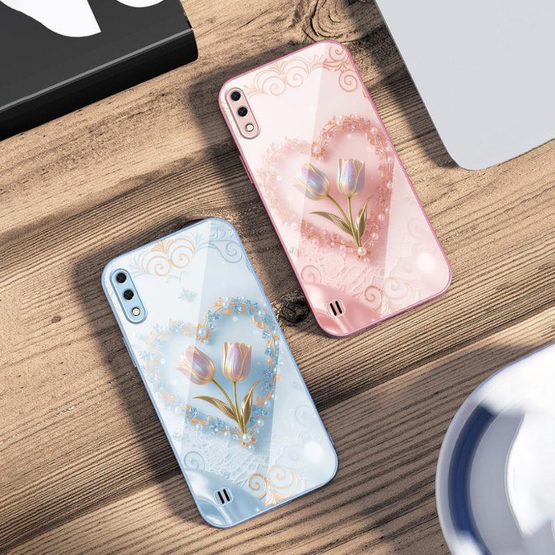 Love's Pink Purple Tulip For Samsung M02 12 Note 8 9 10 20 A 01 A02 A03 Core 04 05 06 10 12 13 14 15 A16 Glass Ultra Phone Case