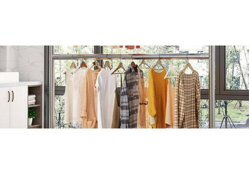 Thickened Steel Pipe Clothes Rack: Reinforced Floor-Standing Rack for Bedroom and Balcony