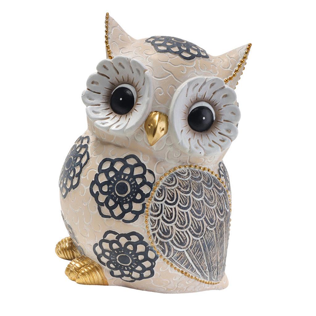 Minimalistische Eulen-Skulptur Blumenmuster Harzfigur für Schreibtisch- und Bücherregaldekoration Geschenk für Tierliebhaber