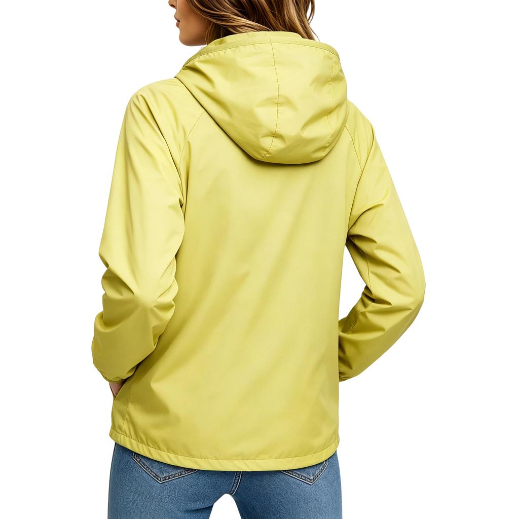 Womens Lightweight Waterproof Windbreaker Jacket Outdoor Hooded Long Sleeve Zip Up Coat for Hiking Camping Travel