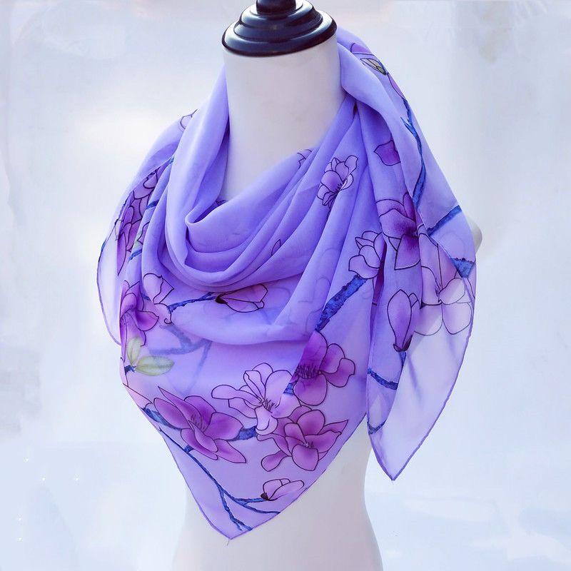 New Fashion Scarf 90 * 90 Square Scarf Chiffon Thin Scarf Sunshade and Sunscreen Headcloth Silk Scarf for Women