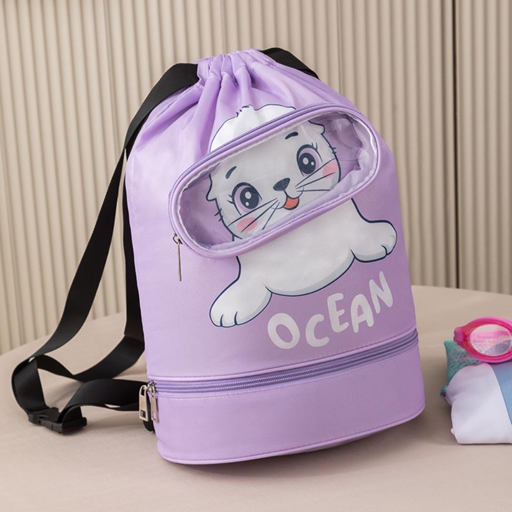 Large Capacity Cartoon Swim Bag Waterproof Wet and Dry Bag Cute Drawstring Storage Bag  Kids