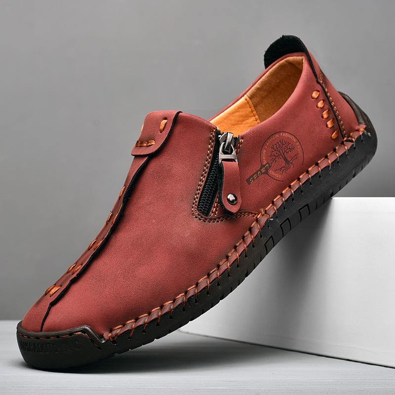 

2025 Four Seasons New Fashion Casual Leather Shoes Handmade Doudou Shoes Solid Color Trend Low Top Large Size Men s Shoes 48 золотистий