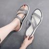 Summer Solid Color Hollow Out Seaside Flat Bottom Casual Women's Breathable Beach Slippers