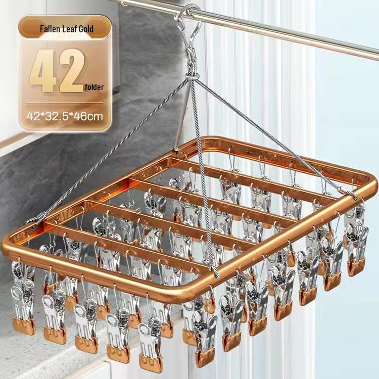 Aluminum Alloy Windproof Sock Drying Rack with Multi-Clip and Stainless Steel Underwear Hanger