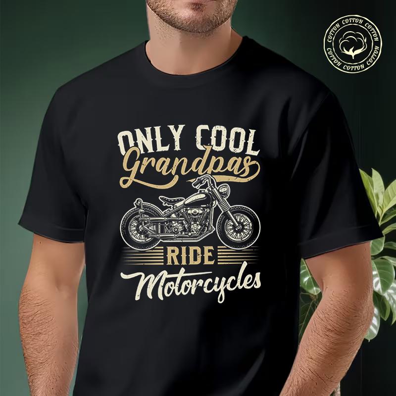 Men Cotton Casual T-shirts Only Cool Grandpas Ride Motorcycle Tee Men S Summer Cycling Sportswe