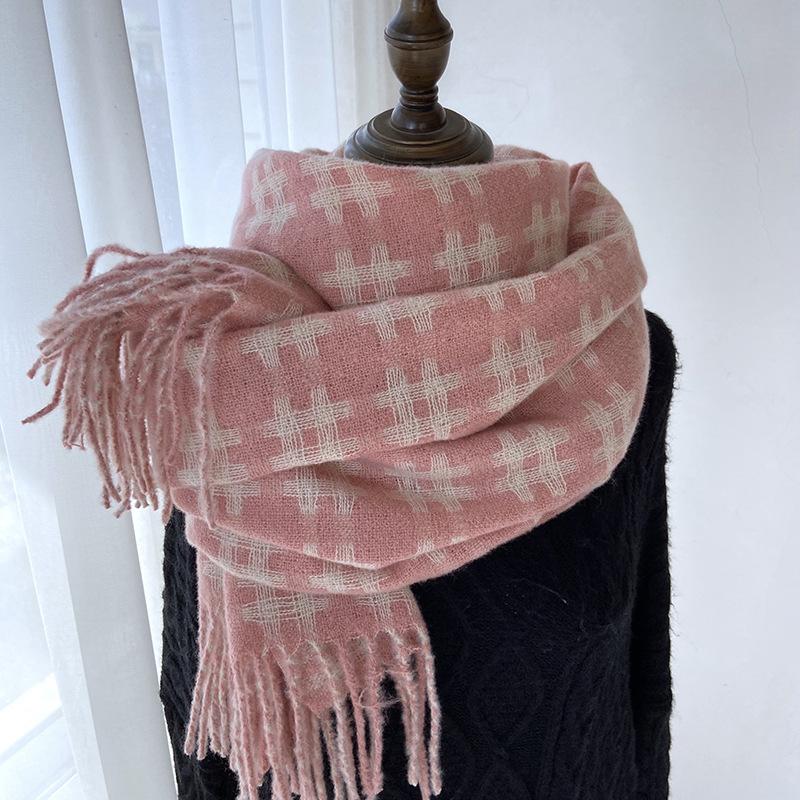 Plaid Scarf Women's Winter New Retro Warm Scarf Imitation Cashmere Shawl