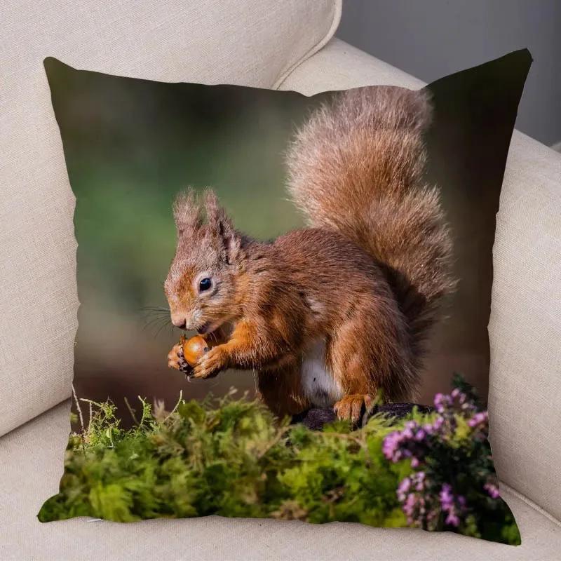 Cute Squirrel Cushion Cover Pillowcase Pillow Covers Home Decor Pet Animal Pillows Case Super Soft Polyester Pillows Covers