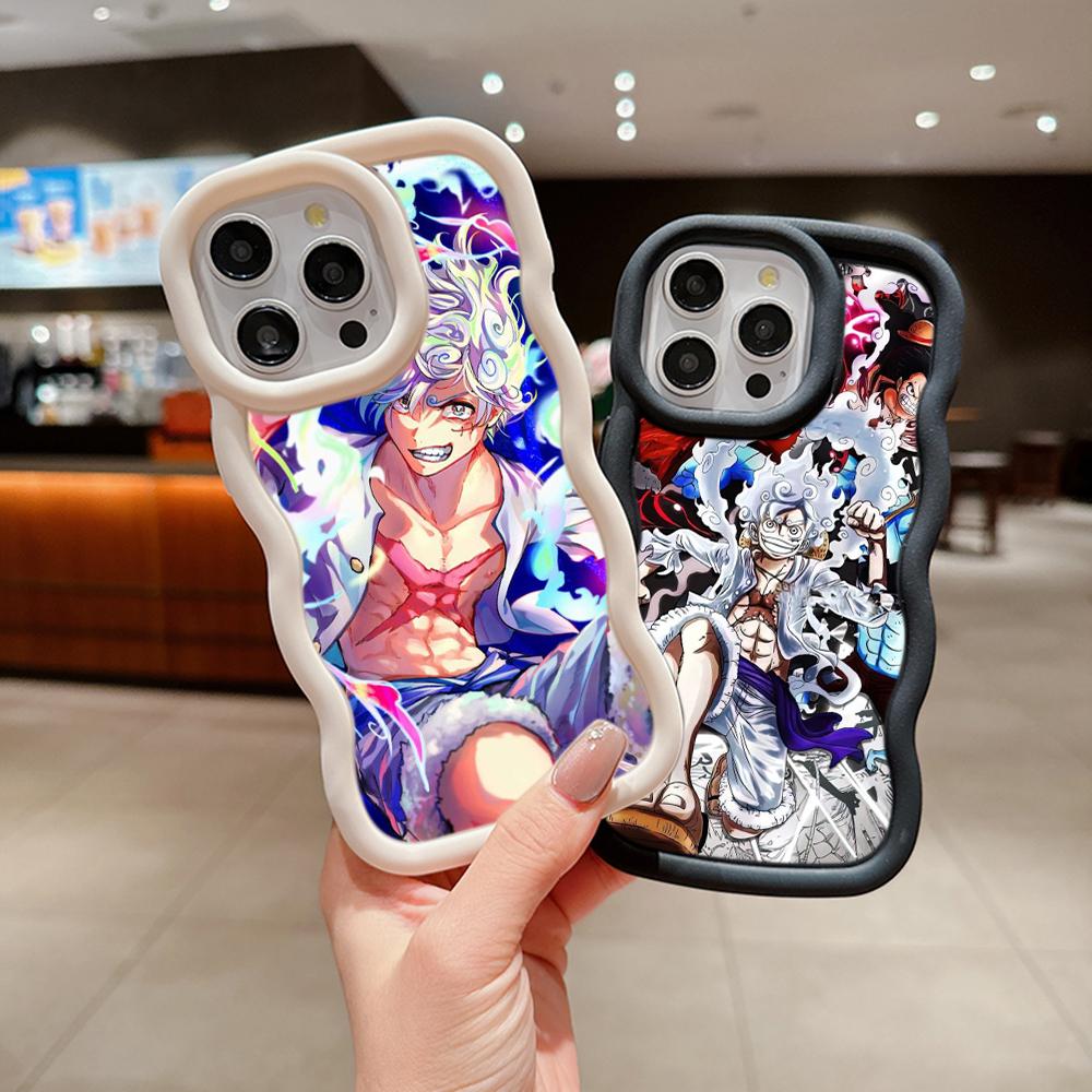 Macaron Big Wave Soft Phone Case for iPhone 11 12 13 14 15 Pro Max Samsung A13 A54 A23 A14 A24 A55 Xiaomi Redmi Note 13 12c Cover A52 ONE PIECE Gear 5