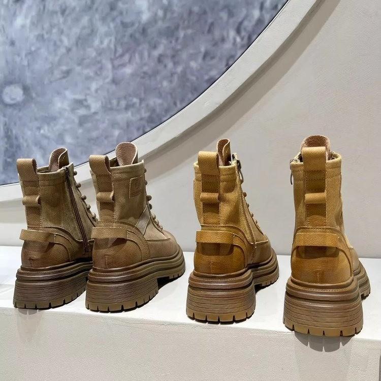 Thick-soled versatile and thin rhubarb boots Martin boots 2025 spring new fashionable retro British wind locomotive tooling boots