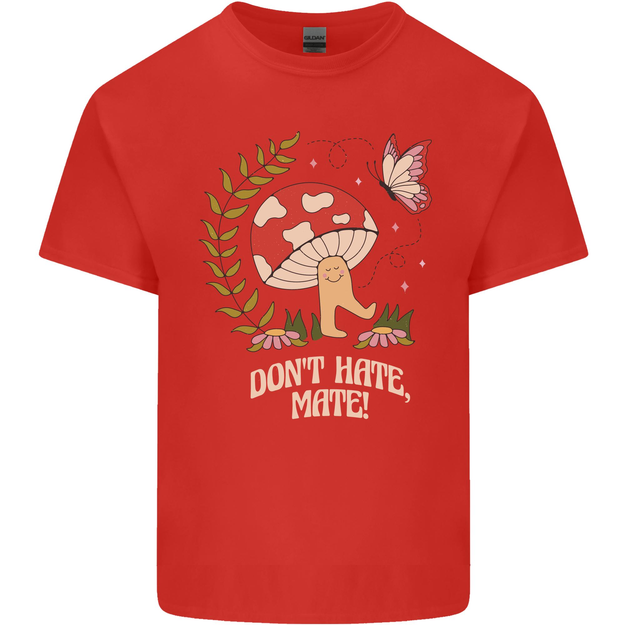 Dont Hate Mate Peace Hippy Toadstool Unisexs Light Cotton TShirt S