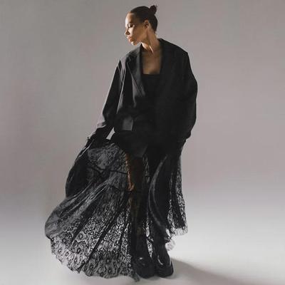 Lace See-Through High Waist Black Skirt - European & American Summer 2025 Fashion