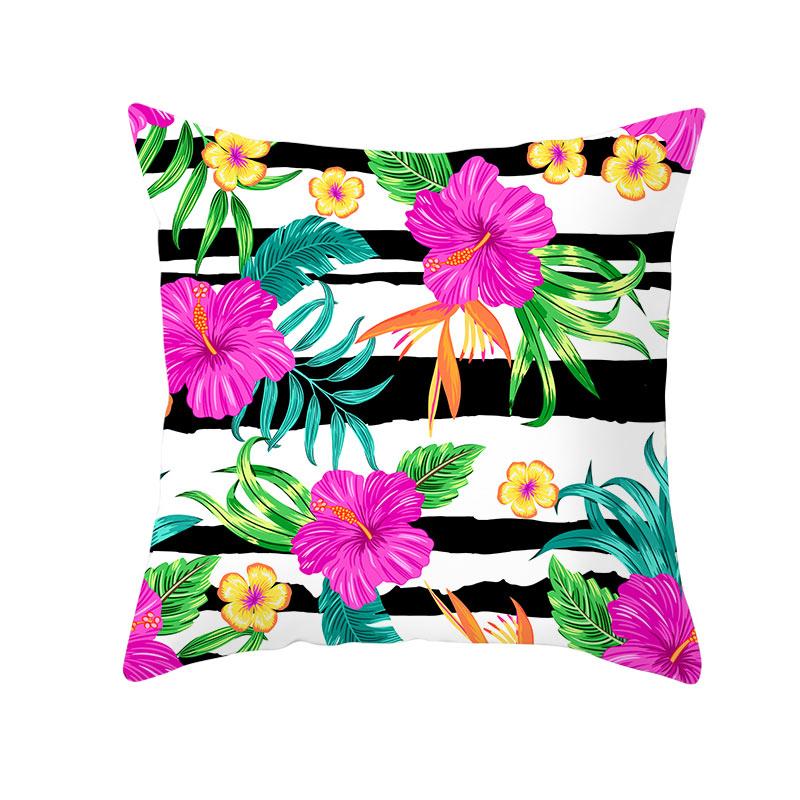 Summer Tropical Plants Decorative Pillowcase Green Leaves Throw Pillow Case Polyester Printing Pillow Cover 45X45Cm