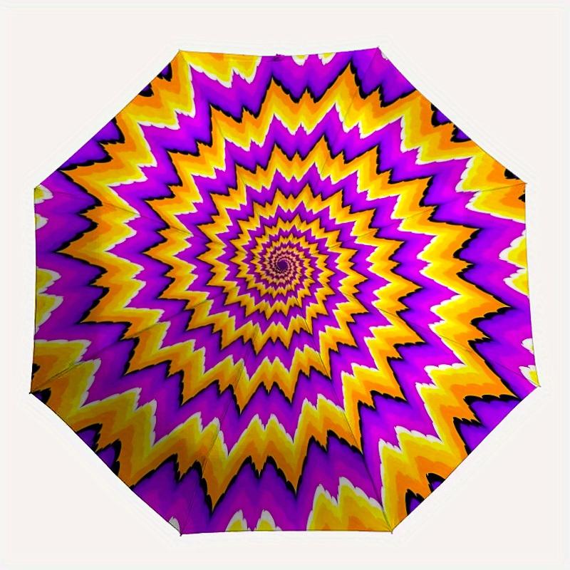1pc Psychedelic Pattern Automatic Opening/Closing Folding Umbrella with 30 Ribs, Plastic Handle, Windproof Portable Sunshade Umbrella y250726070