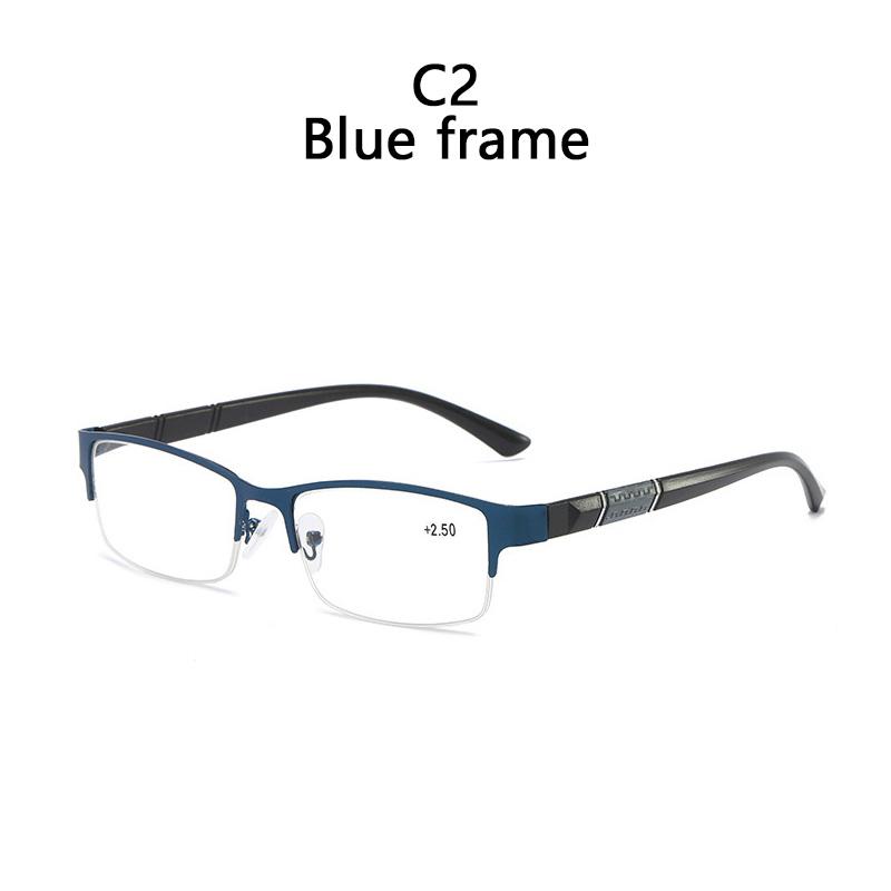 Men'S Square Alloy Anti Blue Light Reading Spring Hinge Glasses Metal Male Blue Ray Blocking Hyperopia Eyeglasses