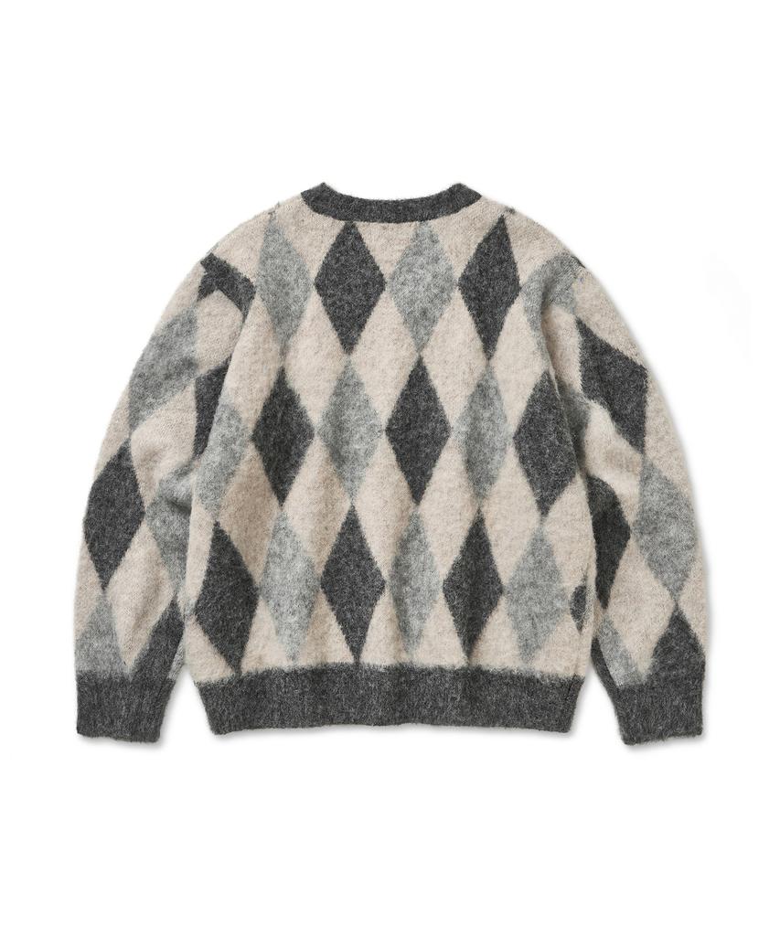 Maglia Argyle a V CUZNELLO Blend_Carbone