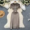 Fashionable Women's Short Sleeved Slim Knit Dress With Hip Hugging Design