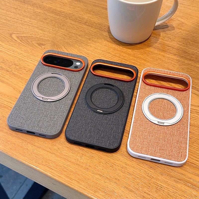 For Google Pixel 10 Pro XL Case Luxury Cloth Ring Stand Magnetic MagSafe Protective Back Cover For Pixel 10 Pro 10A Phone Shell