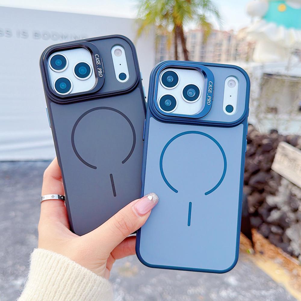 KEYSION Matte Skin Feel Lens Stand Phone Case for Magsafe for iPhone 17 Pro Max Magnetic Wireless Charging Shockproof Back Cover