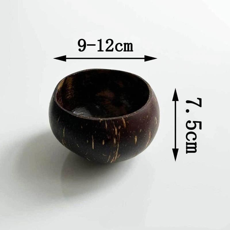 Natural Coconut Shell Bowls Food Grade Polished Eco Bowl for Camping Snack Serving Farmhouse Kitchen Table Decoration