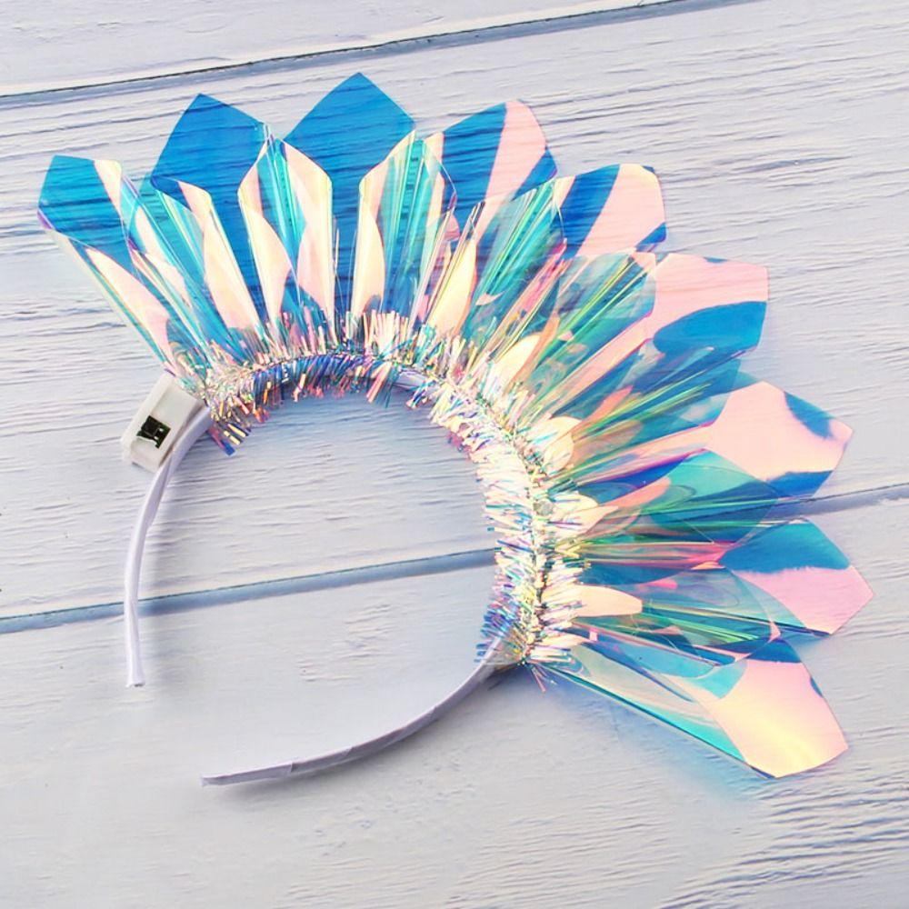 Cosplay Light Up Headband Giltter Glow Party Crown LED Hairband  Hair Accessories for Women Girls