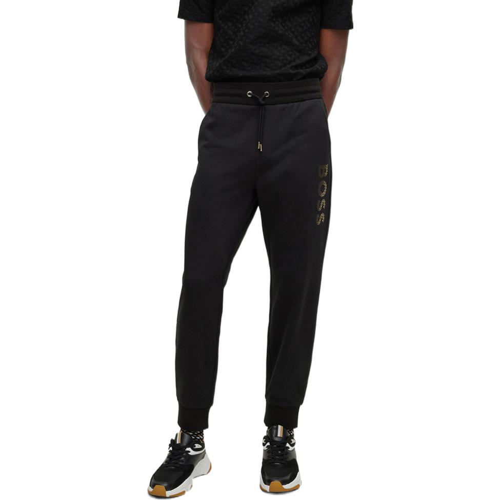 Hugo Boss Knitted Sweatpants Men's Black Moderate Cuffed Pants 50481345-001