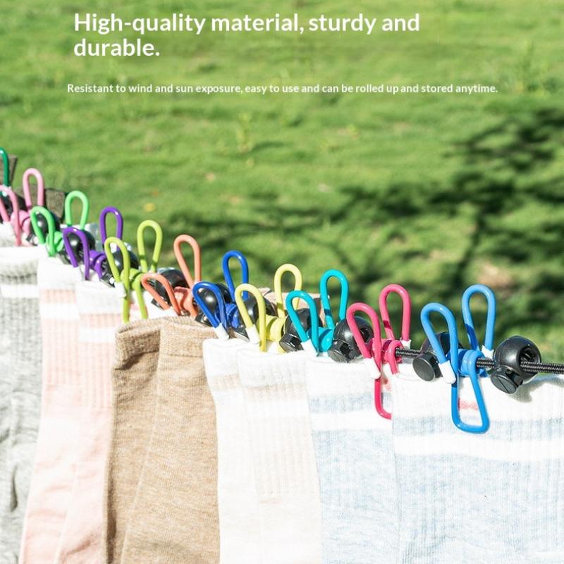 Non-Slip Portable Travel Clothesline 1.8m 12 Windproof Clips Durable Drying Rope for Hotel Camping Student Dorm