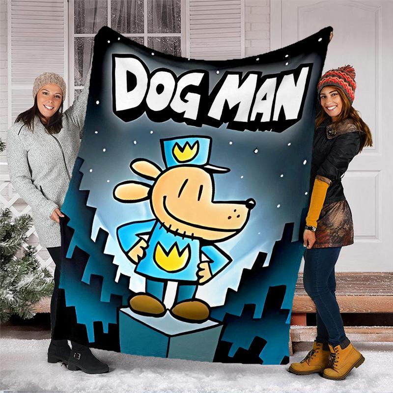 Dog man printed throw blanket—lightweight,soft,warm;versatile blanket for all seasons—perfect as &air-conditioning throw,nap blanket